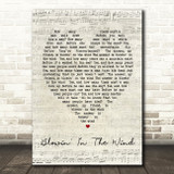 Blowin' In The Wind Bob Dylan Script Heart Quote Song Lyric Print