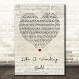 Eric Church Like A Wrecking Ball Script Heart Song Lyric Quote Print