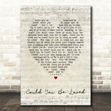 Could You Be Loved Bob Marley Script Heart Quote Song Lyric Print