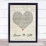 Jason Mraz Have It All Script Heart Song Lyric Quote Print