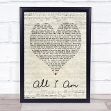 Jess Glynne All I Am Script Heart Song Lyric Quote Print