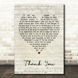 Led Zeppelin Thank You Script Heart Song Lyric Quote Print
