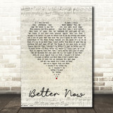Rascal Flatts Better Now Script Heart Song Lyric Quote Print