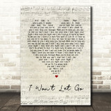 Rascal Flatts I Won't Let Go Script Heart Song Lyric Quote Print