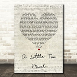 Shawn Mendes A Little Too Much Script Heart Song Lyric Quote Print