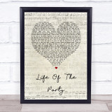 Shawn Mendes Life Of The Party Script Heart Song Lyric Quote Print