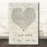 Stevie Wonder I Just Called To Say I Love You Script Heart Song Lyric Print