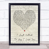 Stevie Wonder I Just Called To Say I Love You Script Heart Song Lyric Print