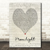 Ali Gatie Moonlight Script Heart Song Lyric Print