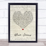 Blur Blue Jeans Script Heart Song Lyric Print