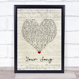 Ellie Goulding Your Song Script Heart Song Lyric Print