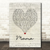 Il Divo Mama Script Heart Song Lyric Print