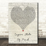 Jay-Z feat Alicia Keys Empire State Of Mind Script Heart Song Lyric Print