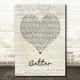 Khalid Better Script Heart Song Lyric Print