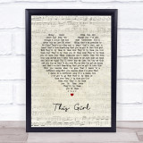 Kungs vs Cookin' on 3 Burners This Girl Script Heart Song Lyric Print