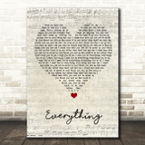 Lifehouse Everything Script Heart Song Lyric Print