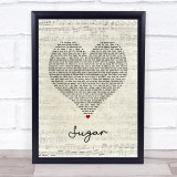 Maroon 5 Sugar Script Heart Song Lyric Print