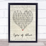 Paul Carrack Eyes of Blue Script Heart Song Lyric Print