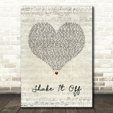 Taylor Swift Shake It Off Script Heart Song Lyric Print