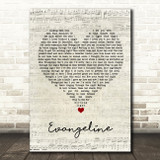 Turnpike Troubadours Evangeline Script Heart Song Lyric Print