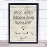 UB40 Don't Break My Heart Script Heart Song Lyric Print