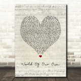 Westlife World Of Our Own Script Heart Song Lyric Print