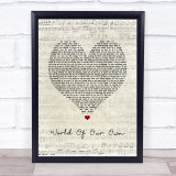 Westlife World Of Our Own Script Heart Song Lyric Print