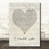 Zara Larsson I Would Like Script Heart Song Lyric Print