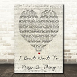 I Don't Want To Miss A Thing Aerosmith Script Heart Quote Song Lyric Print