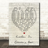 Knockin' On Heaven's Door Bob Dylan Script Heart Quote Song Lyric Print