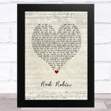 Clark Richard Red Robin Script Heart Song Lyric Music Art Print