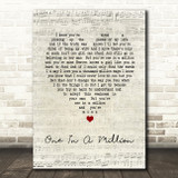 Conway Twitty One In A Million Script Heart Song Lyric Music Art Print