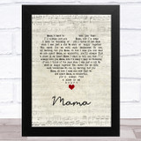 David Whitfield Mama Script Heart Song Lyric Music Art Print