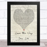 Eminem Love the Way You Lie Script Heart Song Lyric Music Art Print