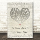 Amy Winehouse To Know Him Is To Love Him Script Heart Song Lyric Music Art Print