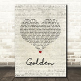 Harry Styles Golden Script Heart Song Lyric Music Art Print