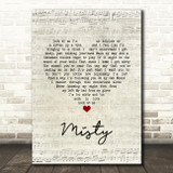 Johnny Mathis Misty Script Heart Song Lyric Music Art Print