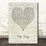 Mary Wells My Guy Script Heart Song Lyric Music Art Print