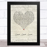 Avalanche City Love Love Love Script Heart Song Lyric Music Art Print