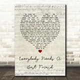 Norah Jones Everybody Needs A Best Friend Script Heart Song Lyric Music Art Print