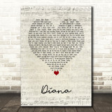 One Direction Diana Script Heart Song Lyric Music Art Print