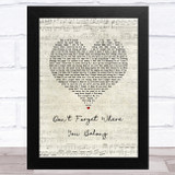 One Direction Don't Forget Where You Belong Script Heart Song Lyric Music Art Print