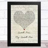 Paul Weller Sweet Pea, My Sweet Pea Script Heart Song Lyric Music Art Print
