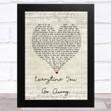 Paul Young Everytime You Go Away Script Heart Song Lyric Music Art Print