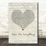 Pitbull Give Me Everything Script Heart Song Lyric Music Art Print