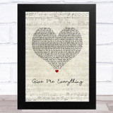 Pitbull Give Me Everything Script Heart Song Lyric Music Art Print