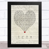 Plain White T's 1, 2, 3, 4 Script Heart Song Lyric Music Art Print