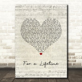 Ryann Darling For a Lifetime Script Heart Song Lyric Music Art Print