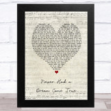 S Club 7 Never Had a Dream Come True Script Heart Song Lyric Music Art Print