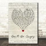 Stonewall Jackson Don't Be Angry Script Heart Song Lyric Music Art Print